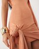 Aria Cove Aria Cove shimmer knit asymmetric shoulder drape detail tie side mini dress in orange - 2