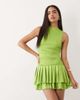 Aria Cove Aria Cove slinky high neck sleeveless ruched waist ruffle skirt mini dress in chartreuse-Green - 1