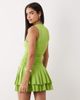 Aria Cove Aria Cove slinky high neck sleeveless ruched waist ruffle skirt mini dress in chartreuse-Green - 2