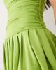 Aria Cove Aria Cove slinky high neck sleeveless ruched waist ruffle skirt mini dress in chartreuse-Green - 3