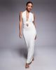 Aria Cove Aria Cove slinky low plunge wrap detail maxi dress in white - 1