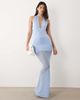 Aria Cove Aria Cove slinky plunge halterneck sheer hem maxi dress in baby blue - 1