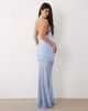 Aria Cove Aria Cove slinky plunge halterneck sheer hem maxi dress in baby blue - 2