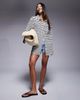 Aria Cove Aria Cove terrycloth oversized beach shirt in black and white stripe-Multi - 1