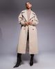 Aria Cove Aria Cove wool look heavyweight collared trench style maxi coat in beige-Neutral - 1