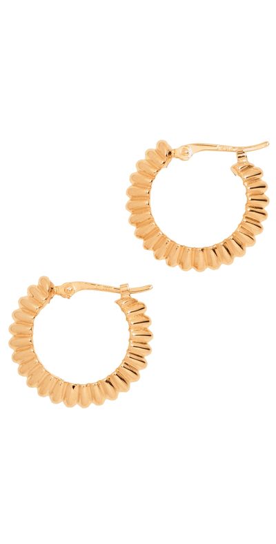 Ariel Gordon Jewelry Ariel Gordon Jewelry Ridged Knife Edge Helium Hoops 14k Yellow Gold One