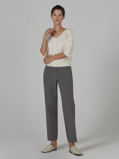 a.riff Classic Straight Slacks (Khaki)