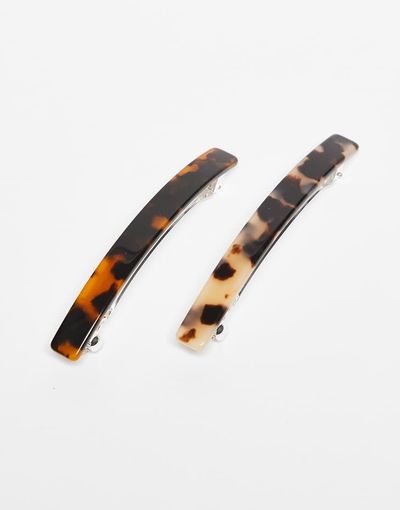 Arket ARKET 2 pack acetate hair clips in brown multi