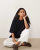 Arket ARKET alpaca and wool blend short sleeve sweater in dark blue-Navy - 1