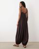 Arket ARKET balloon leg beach jumpsuit in chocolate brown - 3