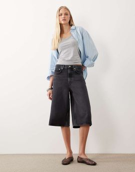 Arket ARKET bermuda loose fit denim shorts in black