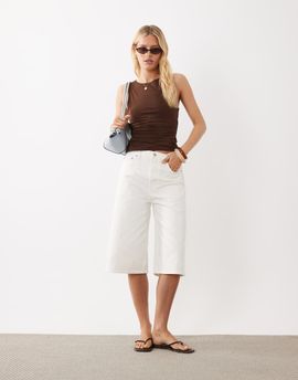 Arket ARKET bermuda loose fit denim shorts in off white