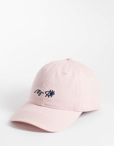 Arket ARKET Cafe cap with eye embroidery in light pink
