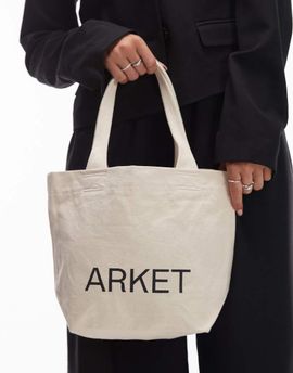 Arket ARKET canvas mini tote bag in off white