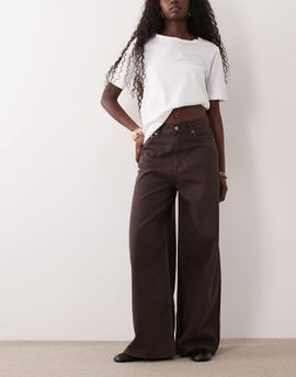 Arket ARKET Cedar high rise wide leg jeans in brown