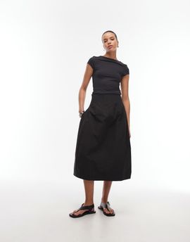 Arket ARKET cinched waist balloon maxi skirt in black