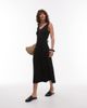 Arket ARKET compact rib knit sleeveless midi dress in black - 1