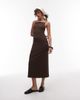 Arket ARKET compact rib knit square neck sleeveless midi dress in chocolate brown - 1