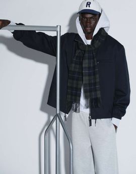 Arket ARKET cotton blend funnel neck short jacket in dark blue