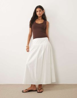 Arket ARKET cotton dropped waist skirt in off-white