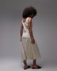 Arket ARKET cotton rich midi dress with smocked bodice and drop waist in beige-Neutral - 3