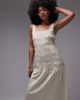 Arket ARKET cotton rich midi dress with smocked bodice and drop waist in beige-Neutral - 4
