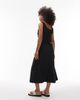 Arket ARKET cotton rich midi dress with smocked bodice and drop waist in black - 3