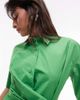 Arket ARKET cotton rich mini shirt dress with button wrap front in green - 2