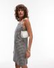 Arket ARKET cotton rich square neck mini dress in black and white monochrome gingham plaid-Multi - 4