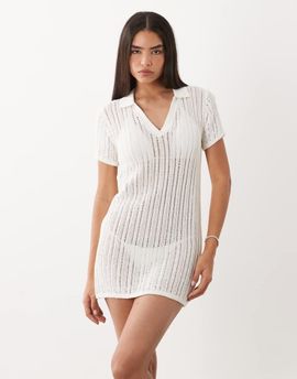 Arket ARKET crochet beach mini dress in white