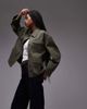 Arket ARKET denim jacket with patch pockets and cinch back in washed khaki-White - 1