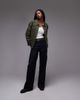 Arket ARKET denim jacket with patch pockets and cinch back in washed khaki-White - 2