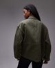 Arket ARKET denim jacket with patch pockets and cinch back in washed khaki-White - 4