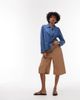 Arket ARKET denim shacket with tie front detail in mid wash blue - 2
