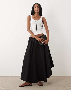 Arket ARKET dipped hem midi skirt in black