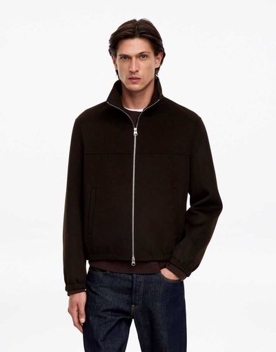 Arket ARKET double layer wool rich short jacket with collar in chocolate brown