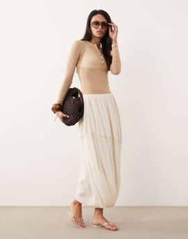 Arket ARKET drapey fluid maxi skirt in off white