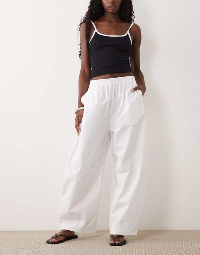 Arket ARKET drawstring cotton poplin pants in white