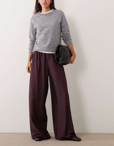 Arket Drawstring Flowy Palazzo Pants In Dark Purple