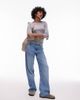 Arket ARKET fluid ribbed jersey boat neck top with 3/4 sleeves in gray melange - 2