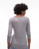 Arket ARKET fluid ribbed jersey boat neck top with 3/4 sleeves in gray melange - 4