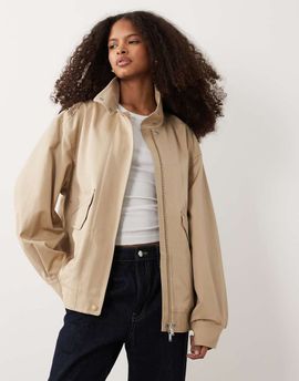 Arket ARKET funnel neck Harrington bomber in beige-Neutral