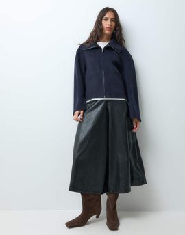 Arket ARKET funnel neck short double jacket in dark blue-Navy