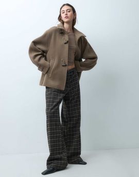 Arket ARKET funnel neck short wool coat in brown