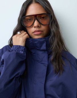 Arket ARKET funnel neck sporty bomber jacket in blue