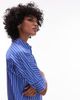Arket ARKET half sleeve midi shirt dress in blue pinstripe - 3