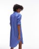 Arket ARKET half sleeve midi shirt dress in blue pinstripe - 4