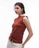 Arket ARKET jersey boat neck tank top in rust red - 1