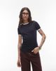 Arket ARKET jersey ribbed t-shirt in navy blue with contrast binding - 1
