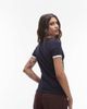 Arket ARKET jersey ribbed t-shirt in navy blue with contrast binding - 4